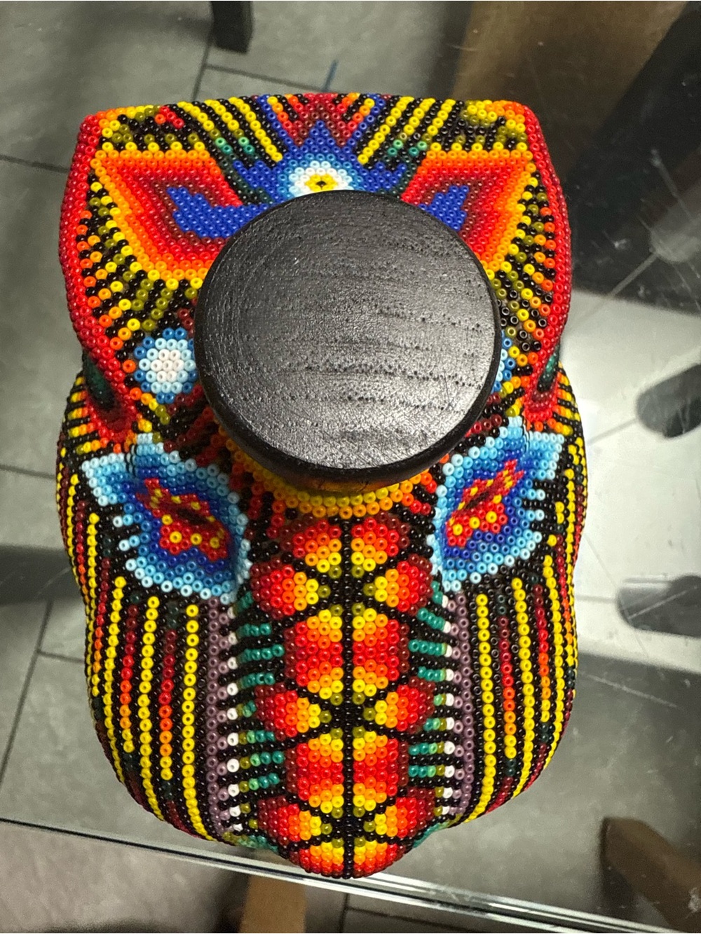 This is a Chaquira Beaded Jaguar Extra Anejo Tequila bottle collectible - Picture 8 of 8